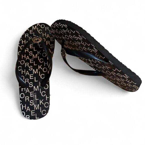 Michael Kors black and white flip flops Women's Size 10 - Picture 2 of 7